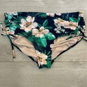 Kona Sol Floral High-Waisted Bikini Bottoms